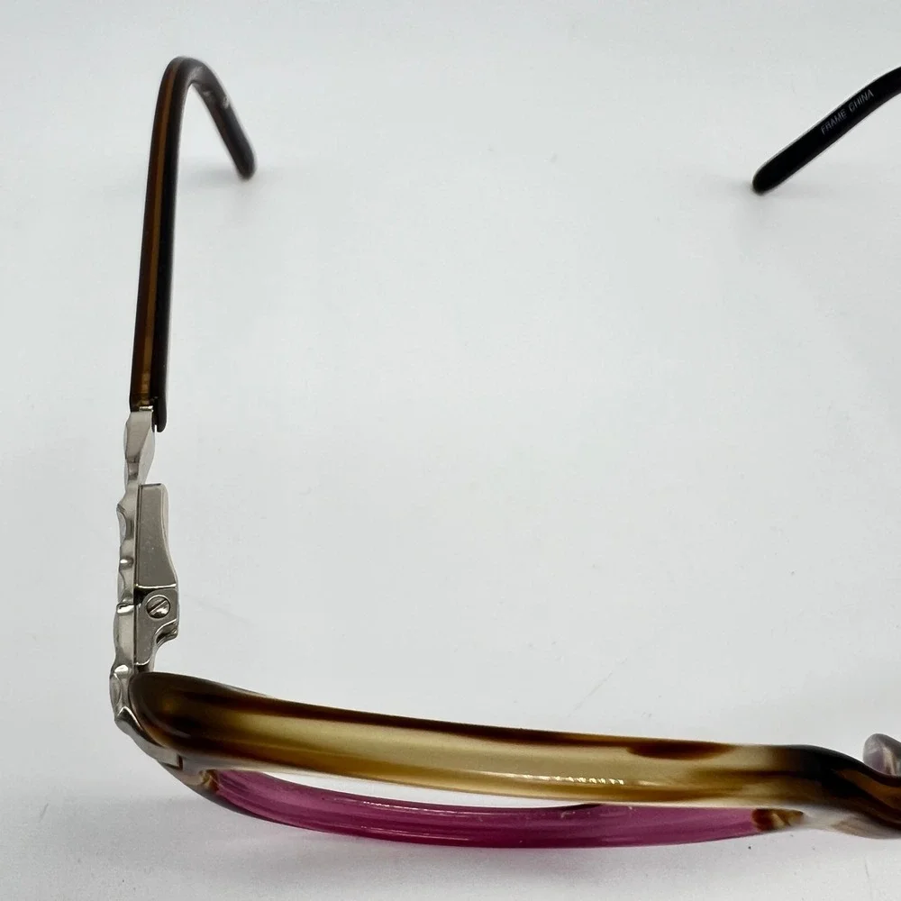 Ellen Tracy CV Dhaka Brown Pink Rhinestone 52mm 16 135 Women Eyeglass Frame Only